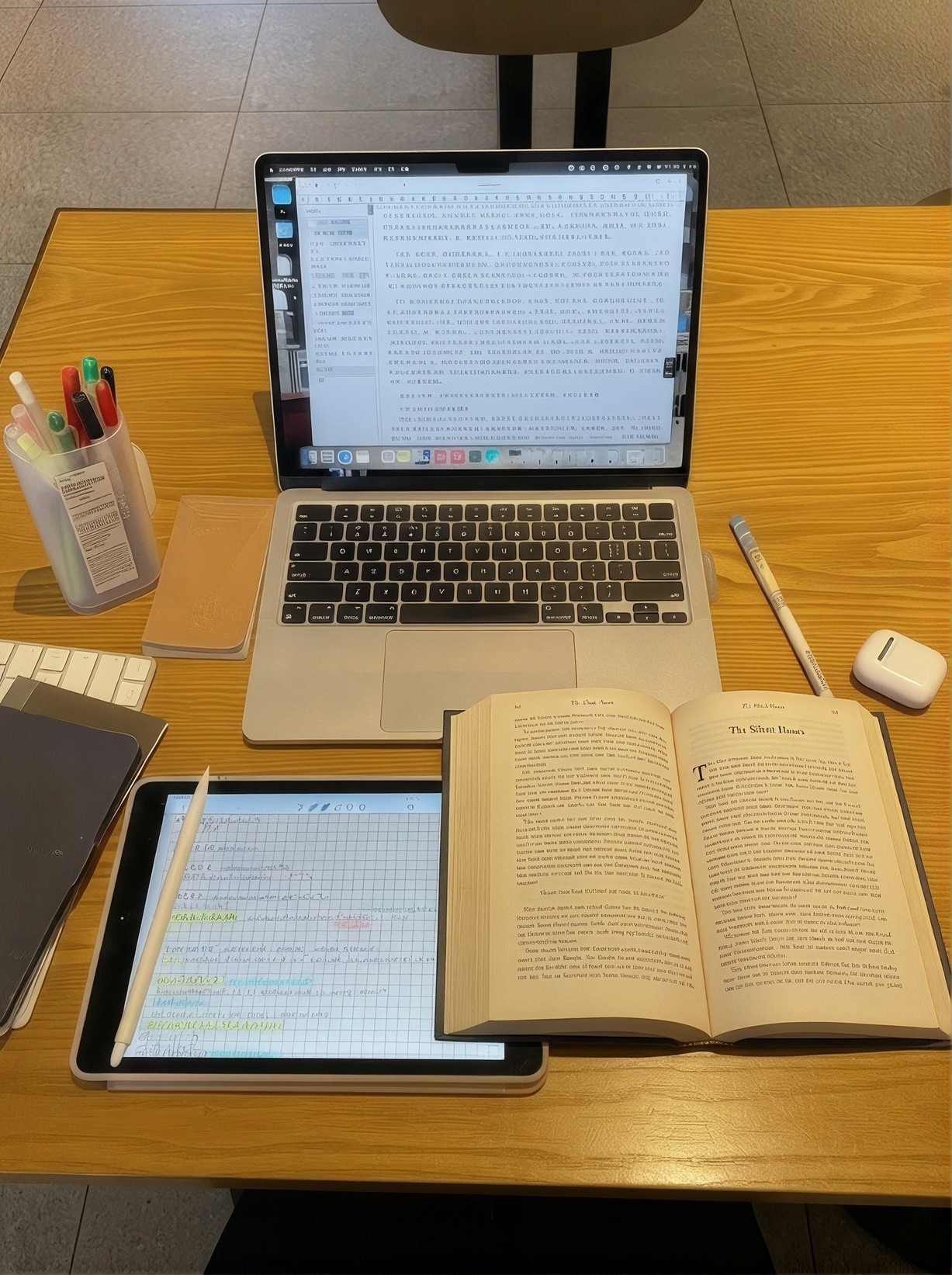 Study books and laptop